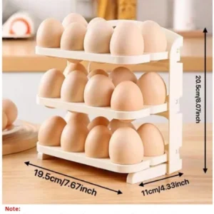 3-Tier Rotating Egg Storage Box – Holds 24 Eggs, Fridge & Countertop Organizer