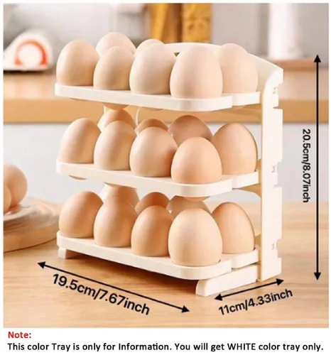 3-Tier Rotating Egg Storage Box – Holds 24 Eggs, Fridge & Countertop Organizer