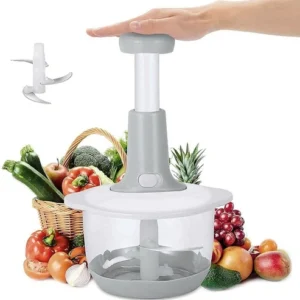 Manual Food Chopper – 3-Blade Vegetable & Fruit Cutter, 1000ml Bowl